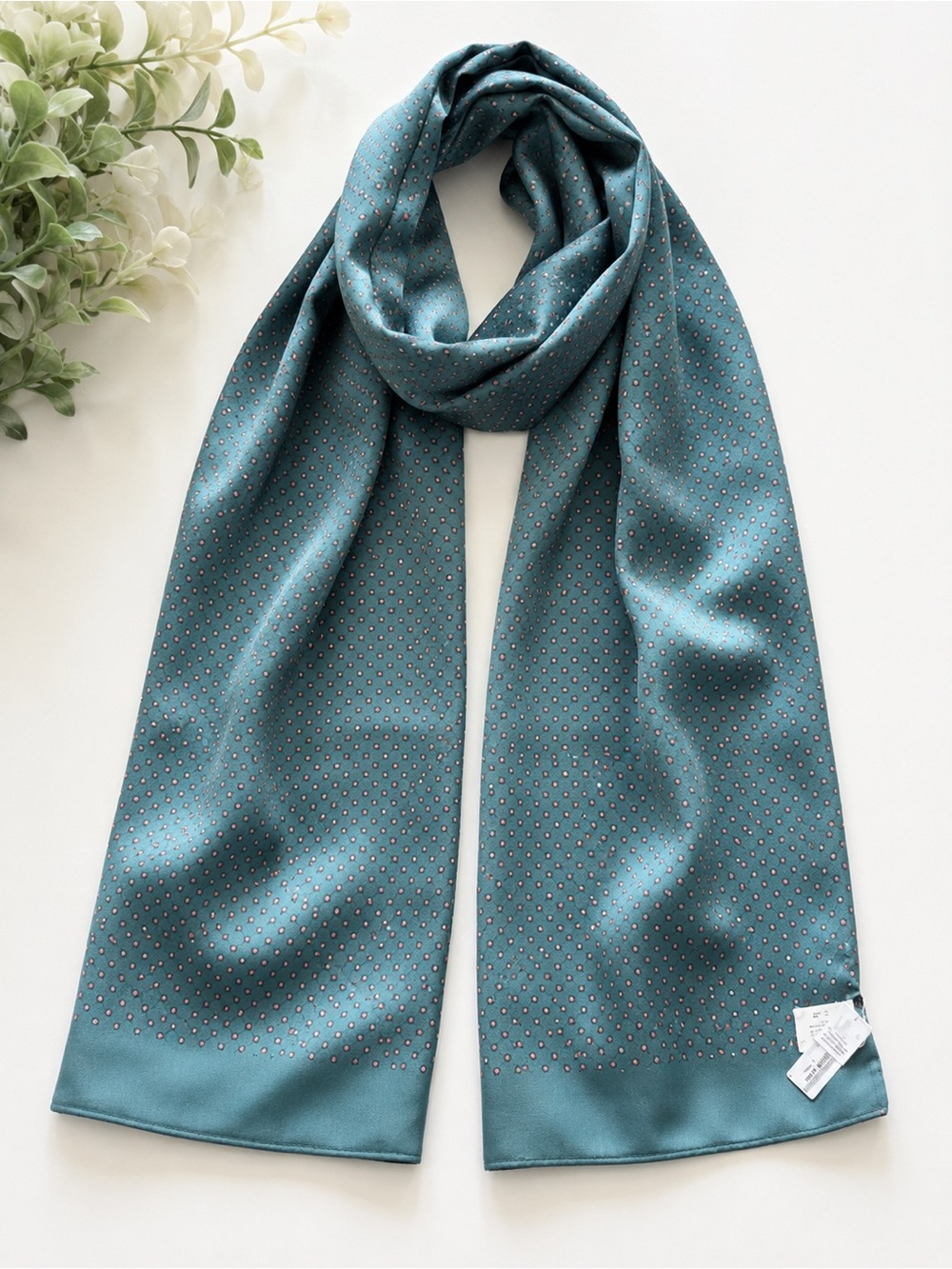 NWT J.Crew 100% Silk scarf Long neck green 79” x 10”
